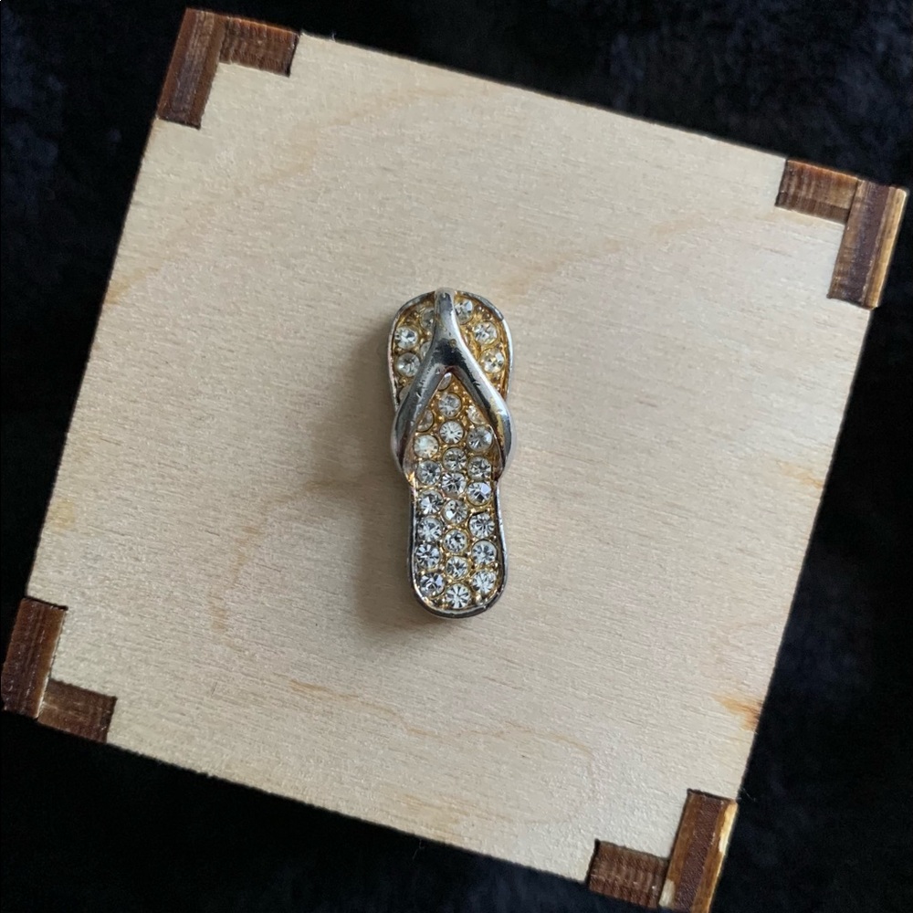Flip Flop Sandal Pendant CZ Gold Plated